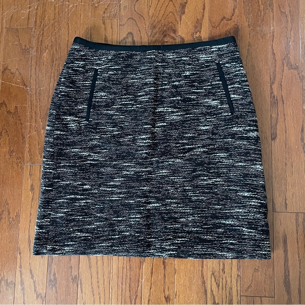 Talbots Black and White Wool Blend Pencil Skirt